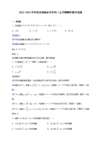 2022-2023学年河北省衡水中学高一上学期期中数学试题（解析版）