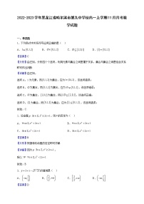 2022-2023学年黑龙江省哈尔滨市第九中学校高一上学期11月月考数学试题（解析版）