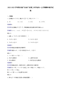 2022-2023学年四川省广安市广安第二中学校高一上学期期中数学试题（解析版）