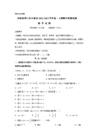 河南省周口市太康县2022-2023学年高一上期期中质量检测数学试题