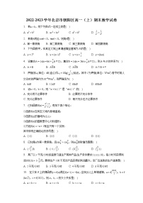 2022-2023学年北京市朝阳区高一（上）期末数学试卷（含答案解析）