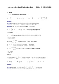 2022-2023学年河南省信阳高级中学高一上学期11月月考数学试题（解析版）