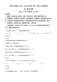 2023重庆市西南大学附中高二上学期1月线上定时检测数学试题含解析