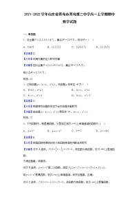 2021-2022学年山东省青岛市青岛第二中学高一上学期期中数学试题（解析版）