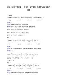 2022-2023学年北京市十一学校高一上学期第一学段教与学诊断数学试题（解析版）