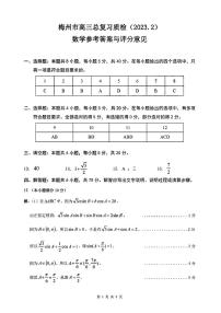 2023届广东省梅州市高三高考一模 数学试题及答案