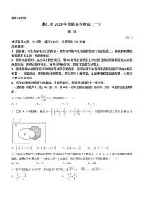 2023湛江高三下学期3月普通高考测试（一）（一模）数学含解析