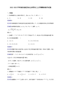 2022-2023学年湖北省武汉市江岸区高二上学期期末数学试题（解析版）