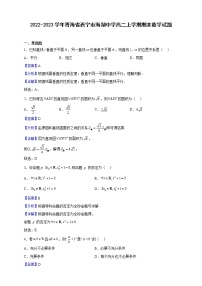 2022-2023学年青海省西宁市海湖中学高二上学期期末数学试题（解析版）