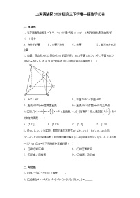 上海黄浦区2023届高三下学期一模数学试卷（原卷+解析）