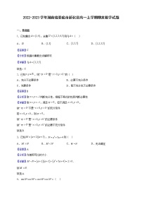 2022-2023学年湖南省娄底市新化县高一上学期期末数学试题（解析版）