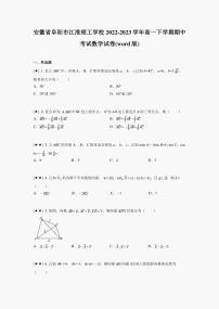 安徽省阜阳市江淮理工学校2022-2023学年高一下学期期中考试数学试卷(word版)