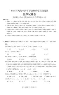 安徽省芜湖市2023届高三下学期二模试题高三数学-试卷