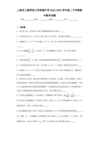 上海市上海师范大学附属中学2022-2023学年高二下学期期中数学试题