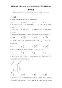 安徽省合肥市第一中学2022-2023学年高一下学期期中考试数学试卷