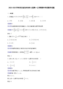 2022-2023学年河北省沧州市东七县高一上学期期中考试数学试题（解析版）