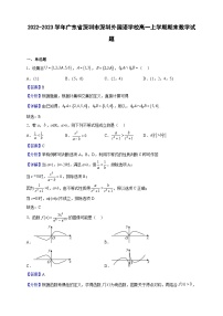 2022-2023学年广东省深圳市深圳外国语学校高一上学期期末数学试题（解析版）