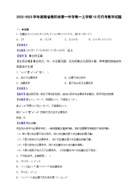 2022-2023学年湖南省衡阳市第一中学高一上学期10月月考数学试题（解析版）