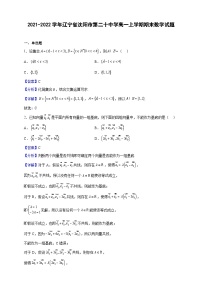 2021-2022学年辽宁省沈阳市第二十中学高一上学期期末数学试题（解析版）