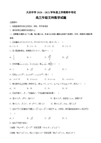 2021届黑龙江省大庆中学高三上学期期中考试数学（文）试题