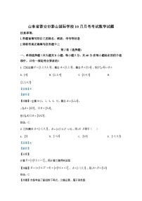 山东省泰安市泰山国际学校2021届高三10月月考数学试题 Word版含解析