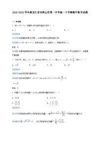 2022-2023学年黑龙江省双鸭山市第一中学高一下学期期中数学试题含解析