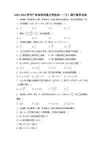 2022-2023学年广东省深圳重点学校高一(下)期中数学试卷(含解析)