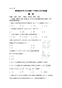 2023绵阳南山中学高一下学期6月月考试题数学含答案