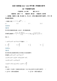 精品解析：安徽省合肥六校联盟2022-2023学年高一下学期期末联考数学试卷（解析版）