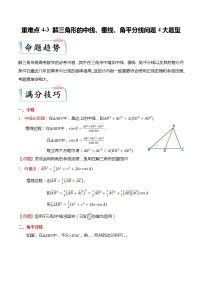 重难点4-3 解三角形的中线、垂线、角平分线问题4大题型-高考数学专练（新高考专用）