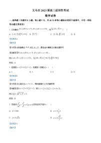 浙江省金华市义乌市2023届高三下学期适应性考试数学试题 Word版含解析