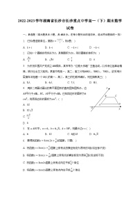 2022-2023学年湖南省长沙市长沙重点中学高一（下）期末数学试卷（含解析）