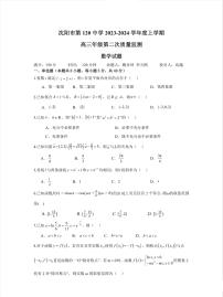 辽宁省沈阳市第一二〇中学2023-2024学年高三上学期第二次质量检测数学试题