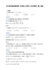 2023届云南省曲靖市第一中学高三上学期12月月考数学（理）试题含解析