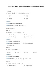 2022-2023学年广东省佛山市南海区高一上学期期中数学试题含答案
