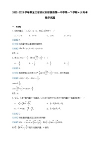 2022-2023学年黑龙江省绥化市绥棱县第一中学高一下学期4月月考数学试题含答案