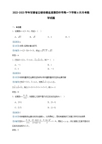 2022-2023学年甘肃省白银市靖远县第四中学高一下学期6月月考数学试题含答案