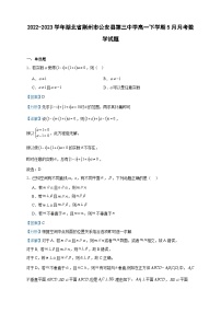 2022-2023学年湖北省荆州市公安县第三中学高一下学期5月月考数学试题含答案