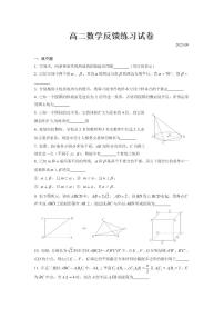 上海市宝山区上海大学附属中学2023-2024学年高二上学期9月反馈练习（月考）数学试题