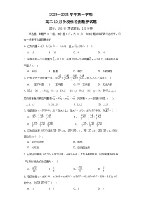 福建省厦门海沧实验中学2023-2024学年高二上学期10月阶段性检测数学试题