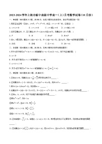 2023-2024学年上海市新中高级中学高一（上）月考数学试卷（10月份）（含解析）