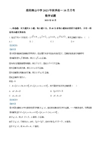 四川省绵阳南山中学2023-2024学年高一数学上学期10月月考试题（Word版附解析）