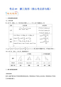 新高考数学一轮复习核心考点讲与练考点09  解三角形(含解析）