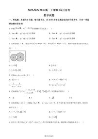 广东省执信中学2023-2024学年高一上学期10月月考数学试题（原卷及解析版）