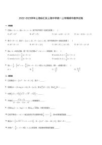 2022~2023学年上海徐汇区上海中学高一上学期期中数学试卷