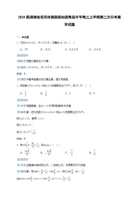 2024届湖南省岳阳市湘阴县知源高级中学高三上学期第二次月考数学试题含解析