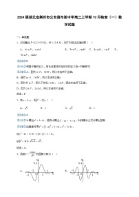 2024届湖北省荆州市公安县车胤中学高三上学期10月检查（一）数学试题含解析