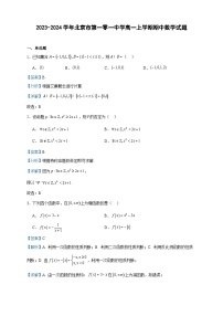 2023-2024学年北京市第一零一中学高一上学期期中数学试题含答案