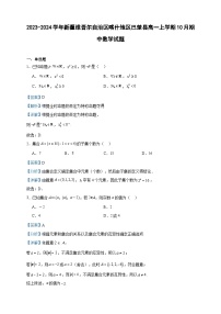 2023-2024学年新疆维吾尔自治区喀什地区巴楚县高一上学期10月期中数学试题含答案