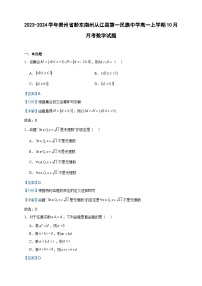 2023-2024学年贵州省黔东南州从江县第一民族中学高一上学期10月月考数学试题含答案